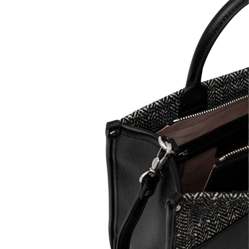Borsa Donna a mano, con inserti lisci e tracolla rimovibile